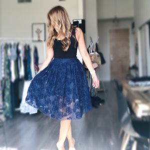 H&M Midi Skirt with Chiffon Flowers